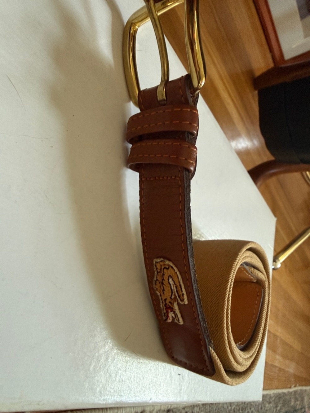 Lacoste leather and canvas women’s belt